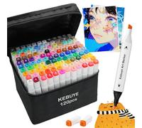 Alcohol Markers Pens Dual Tip - 120 Colour Alcohol Based Marker Pen Set for Adults Artist Kids Art Permanent Twin Marker for Colouring Drawing Sketch Graphic with Colourless Blender for Anime Graffiti
