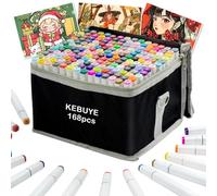Alcohol Markers Pens Dual Tip - 168 Colour Alcohol Based Marker Pen Set for Adults Artist Kids Art Permanent Twin Marker for Colouring Drawing Sketch Graphic with Colourless Blender for Anime Graffiti