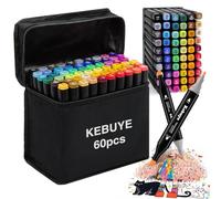 Alcohol Markers Set 60 Colors - Dual Tip Pens for Colouring Drawing - Fine & Broad Markers with Alchohol Based Ink - Gifts for Girls 10 Year Olds Adults Artist Art Set for Christmas Teenage Art Pens