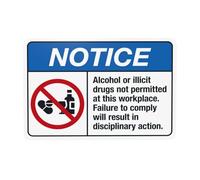 Alcohol Or Illicit Drugs Not Permitted At This Workplace Warning, Prohibition Security Metal Signs for Home Busines Garage Street Wall Caution Decor 8"x12"