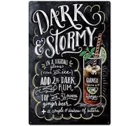 Alcohol Tin Sign Retro Nostalgic Art Print Poster Decoration Bar Cafe Pub Wall Plaque 8x6 Inch Dark Stormy