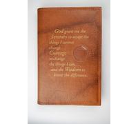 Alcoholics Anonymous AA Big Book Cover Serenity Prayer & Medallion Holder Tan