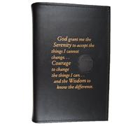 Alcoholics Anonymous AA Big Book LARGE PRINT Cover Serenity Prayer Medallion Holder BLACK
