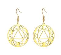 Alcoholism Anonymous Earrings for Women Drinking Recovery Symbol Pendant Recovery Triangle Moon Phase Jewelry AA NA Gift (gold)