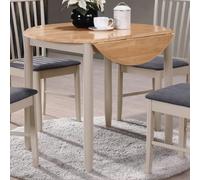 alcor wooden round drop leaf dining table in oak and grey
