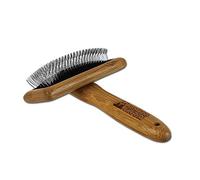 Alcott Bamboo Groom Slicker Brush with Stainless Steel Pins for Pets, Medium