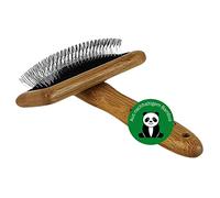 Alcott Bamboo Groom Slicker Brush with Stainless Steel Pins for Pets, Medium