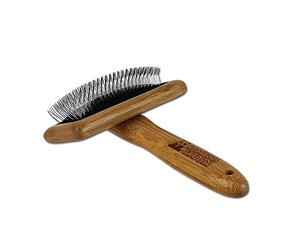Alcott Bamboo Groom Slicker Brush with Stainless Steel Pins for Pets, Medium