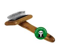 Alcott Bamboo Groom Slicker Brush with Stainless Steel Pins for Pets, Small,Black