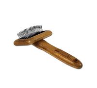 Alcott Bamboo Groom Slicker Brush with Stainless Steel Pins for Pets, Small,Black