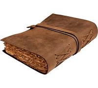 ALCRAFT Leather Journal Vintage Leather Bound Journal Handmade Antique Deckle Edge Paper Leather Sketchbook Book of Shadows Journal - Thick Journal - Vintage Journal for Men and Wome (20X15CM)