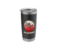 Alcudia Spain Palm Tree Beach Sunset Design Stainless Steel Insulated Tumbler