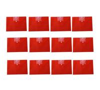 ALCXAZS 12 Pcs A4 Size Plastic Envelopes File Folders with Label Pocket Organizer Pouch with Button School Home Office, Red/Label Pocket