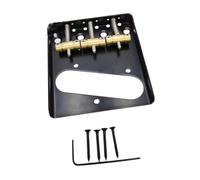 ALCXAZS 3 Strings Saddle Bridge Fixed Hardtail Bridge Upgrade Option Sturdy Electric Guitarists Upgrade Guitar Tailpiece Fixed Saddle DIY, black, 7.6x8.5cm