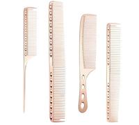 ALCXAZS 4piece Ergonomic Handle For More Comfortable Hair Combing Experience Metal For Unisex Hair Cutting Comb Combs, Rose gold