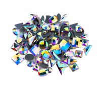 ALCXAZS 50 Pieces Glass Crystal Set Gem 3D Tips Decoration Nail Art Rhinestones DIY Handcraft Mobile Phone Card Making, Crystal White AB