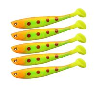 ALCXAZS 5pcs Bait Soft T-Shaped Trolling Baits Bionic Simulation Vivid Lifelike Useful Practical Fishing Lure for Octopus Squid, Orange Green Red