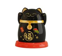 ALCXAZS Attractive Toothpick Storage Case China Lucky Cat Style Useful Organizer Case Holds Toothpicks And Swabs Effortlessly Household Cotton Swab Storage Multipurpose , Black , 6.6x7.7cm