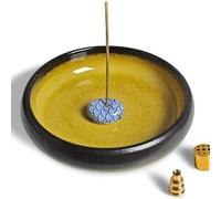 ALCXAZS Ceramic Incense Burner Holder With Unique Mino-Yaki Style,yellow