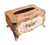 ALCXAZS Chic Victorian Tissue Box Cover Easy to Stylish Rose Holder Addition for Bedrooms Offices Living Rooms Bars European Paper Case Cover Removable Tissue Holder, Gold Pink, 18x12x9cm