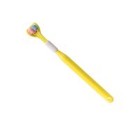 ALCXAZS Childrens Three Sided Toothbrush Fun and Easy Teeth Cleaning Plastic Three Head Toothbrush for Teeth Cleaning, 418 Lemon Yellow Ad