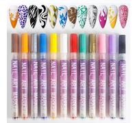 ALCXAZS Creativity With 12 Colors Nail Art Pens Set Featuring 3D Nail Polish Pens For Bold Designs And Finishes Quick-DryingWaterproof Acrylic Paint Markers