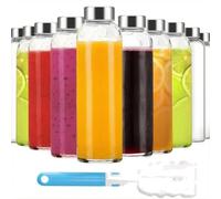 ALCXAZS Durable Glass Bottles With Lids 500ml Juicing Water Smoothies And