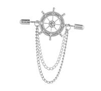 ALCXAZS Durable Tassel Chain Brooch Stylish Jewelry Accessories Rudder Brooch Parties And Weddings Materials Celebrations Tassel Chain Alloy Badge Fashion Collar, Silver, 5x5.5cm