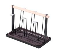 ALCXAZS Exclusive Kitchen Mug Holder Stand with Elegant Lines and Functional Drainage Tray Keeps Kitchen Looking Fresh Metal Cup Holder Organizer Drain Water Cup Shelf, Black, 23.5x13x18cm