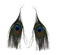 ALCXAZS Expressive Multicolor Jewelry Dangel Mens Earrings Studs Made Peacock Feathers Draw Attention And Celebrate Unique Fashion Choices Peacock Feathers Measures 4 1/2 Inches 11.4cm Long