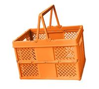 ALCXAZS Foldable Storage Crate With Handles Medium Ensures Maximum Space Utilization While Being Picnics And Spring Adventures Vegetable Basket Hand Basket Dirty Clothes, Orange