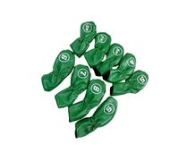 ALCXAZS Golf Cue Accessories With Number Tag Stylish Golf Irons Headcovers Waterproof Pu Leather Universal Fit Elegant Club Head Cover With Number Tag Covers Wrap, Green, 17x7x1.2cm