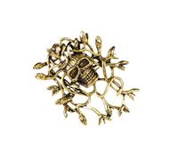 ALCXAZS Gothic Skull Head Brooch Pin Suit Accessories Add Of To Style Halloween Brooches Is Also Wonderful Gift Choice For Wife Gothic Skull Brooches Pin For Halloween Decor, gold, 5.3x4.3x3cm