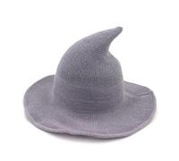 ALCXAZS Halloween Felt Black Witch Accessories Pointed Carnival Hat For Decoration Cosplay Party Halloween Vintage Wool Knit, light grey, M（56-58cm）