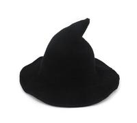 ALCXAZS Halloween Felt Black Witch Accessories Pointed Carnival Hat For Decoration Cosplay Party Halloween Vintage Wool Knit, black, M（56-58cm）