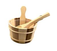 ALCXAZS Handcrafted Sauna Bucket and Ladle Set with Wooden Spoon Spa Bath Accessories Water Storage Bathing Barrel with Ladle Spoon is Made of Wood Bath Bucket Flower Pot Outdoor