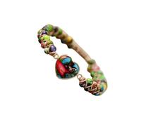 ALCXAZS Handcrafted Stone Bead Braided Bracelets For Passionate Heart Gift Idea Natural Stone Heart Charm Bracelets Minimalist, colorful