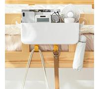 ALCXAZS Hanging Bedside Organizer Storage for Glasses Books Phones Keys Convenient and Practical Box Hooks, White, 31x12x12cm