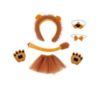ALCXAZS Lion Costume Set With for Creative Lion Ears Noise Bow Tie Tail Palms Set Beautiful Halloween Themed Party Costume Accessory Fancy Dress Headdress Hair Hoop Headwear for , with 30 cm Dress