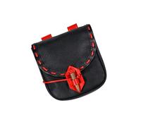 ALCXAZS Medieval Belt Pouch Sturdy Fanny Pack Purse Costume Accessories Steampunk, Black Red, 20.3 x 17.7cm