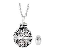 ALCXAZS Memorial Vintage Style Ashes Jar Necklace Unique Creates Lasting Keepsake For Cherished Memories With Loved Ones Vintage Style Hollow Flower Urn Necklace Memorial, Silver, LxW: 34x26mm