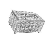 ALCXAZS Metal Rectangular Crystal Facial Box Cover Holder for Desk Table Elegant and Sturdy Storage Home, Silver, 8.66 x 5.12 x 3.94 in