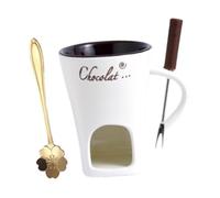 ALCXAZS Multifunction Hot Pot Cup Chocolate Melting Cup with Fork Creating Delicious Treats At Series of Events Parties Ice Cream Hot Pot Melt Bowl Set, White, 11x8.3cm