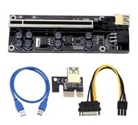 ALCXAZS PCI-E 1x to 6x Powered USB 3.0 Extender Card Board Portable Desktop PC Mining Electronic Adapter Cable Equipment, Black Slot and Blue Cable, 130x45x15mm