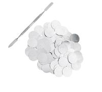 ALCXAZS Premium 100Pcs Empty Metal Makeup Pans 25mm for Magnetic Eyeshadow Palettes Spatula Allwon Round