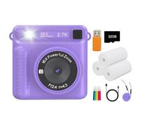 ALCXAZS Print Camera 1080P Easy To Instant Camera For Kids With Flash And Filters For Creative Forshooting Made Of Non-toxic, violet