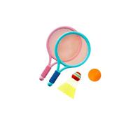 ALCXAZS Professional Beginner Players Kids Badminton Rackets For Developing Hand Eye Coordination Indoor Outdoor Play Kids Badminton Tennis Rackets Set Sports Game Toy, Blue and Pink, 39x19.5cm