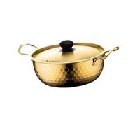 ALCXAZS Stainless Steel Korean Instant Noodle Pot Durable Construction Reliable Fast Heating Capabilities Any Kitchen Korean Ramen Cooking Pot Induction Cooker, Gold, 22cm
