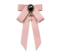 ALCXAZS Stylish Bow Tie Brooch Women Accessory For Cosplay Parties Formal Occasions And Wider Brooch Pin Necklace Party Favor Bowtie Students Skirts Shirt Wedding Birthday Night, Pink