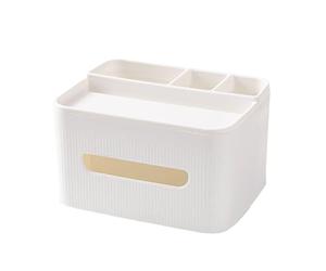 ALCXAZS Tissue Box Plastic Striped Storage Organizer Foldable Grids Paper Holder Home Car Restaurant Bookcase Decoration, White